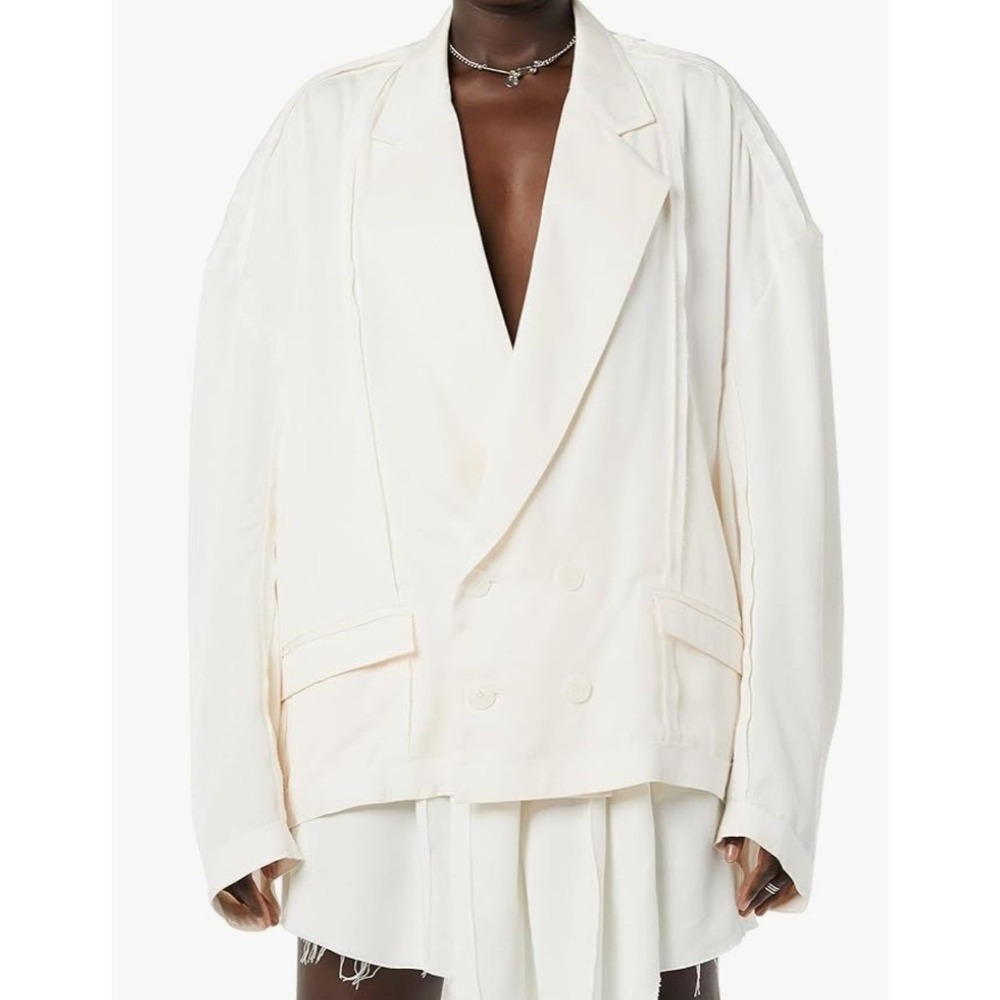 Maison Blanche Inside Out Oversized Jacket Blazer Cream Pink Sz 4 Men M Women L
